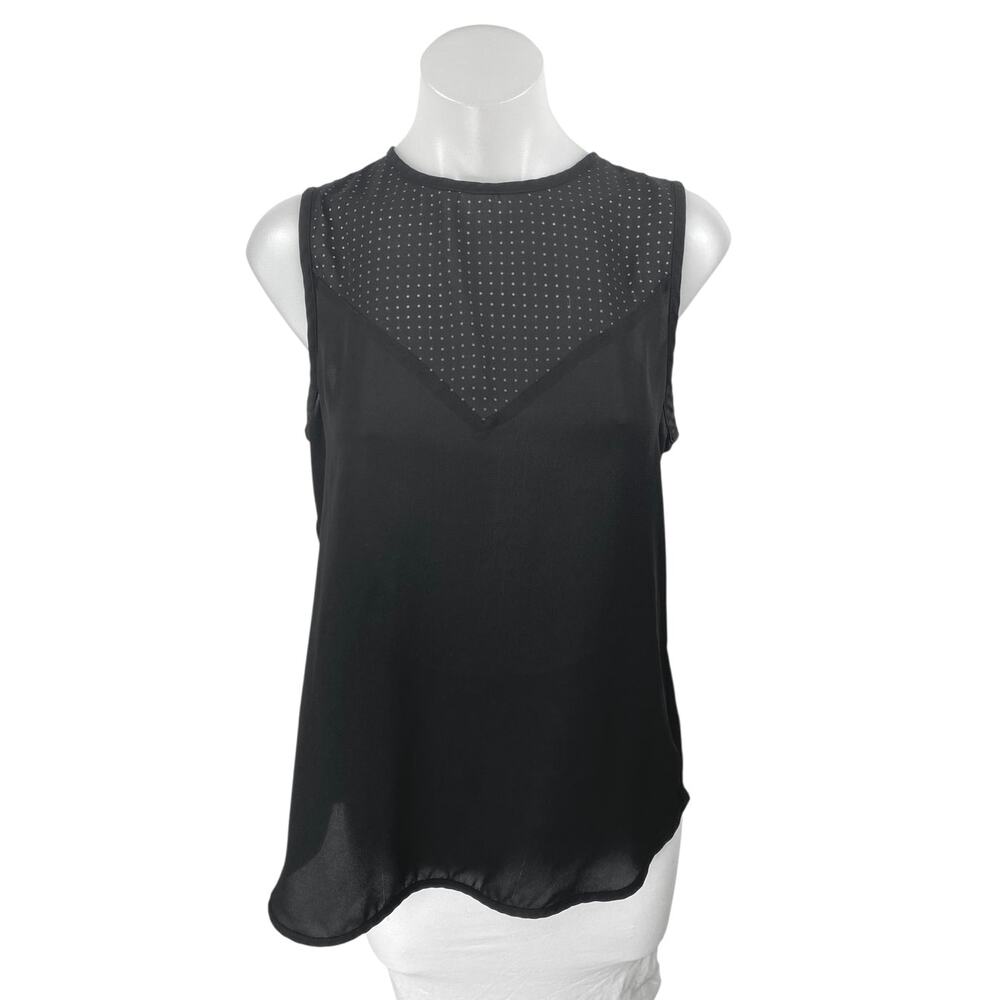 Banana Republic Women's Black Sleeveless Zip Eyelet Tank Blouse Top Size M